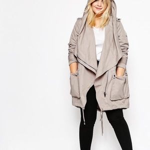 ASOS Curve waterfall parka in khaki.